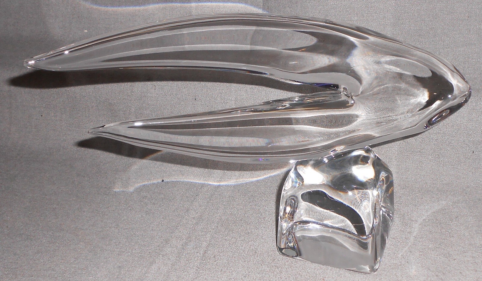 French Art Glass DAUM CRYSTAL Freeform Style Sculpture on Pedestal Base FRANCE