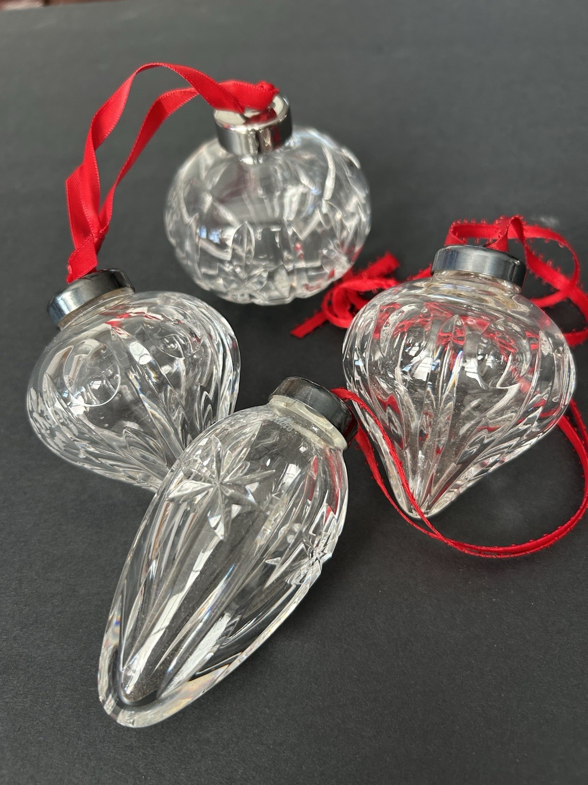 VTG Waterford Crystal 1990’s 2nd 3rd & 4th Edition Christmas Tree Ornament Set 4