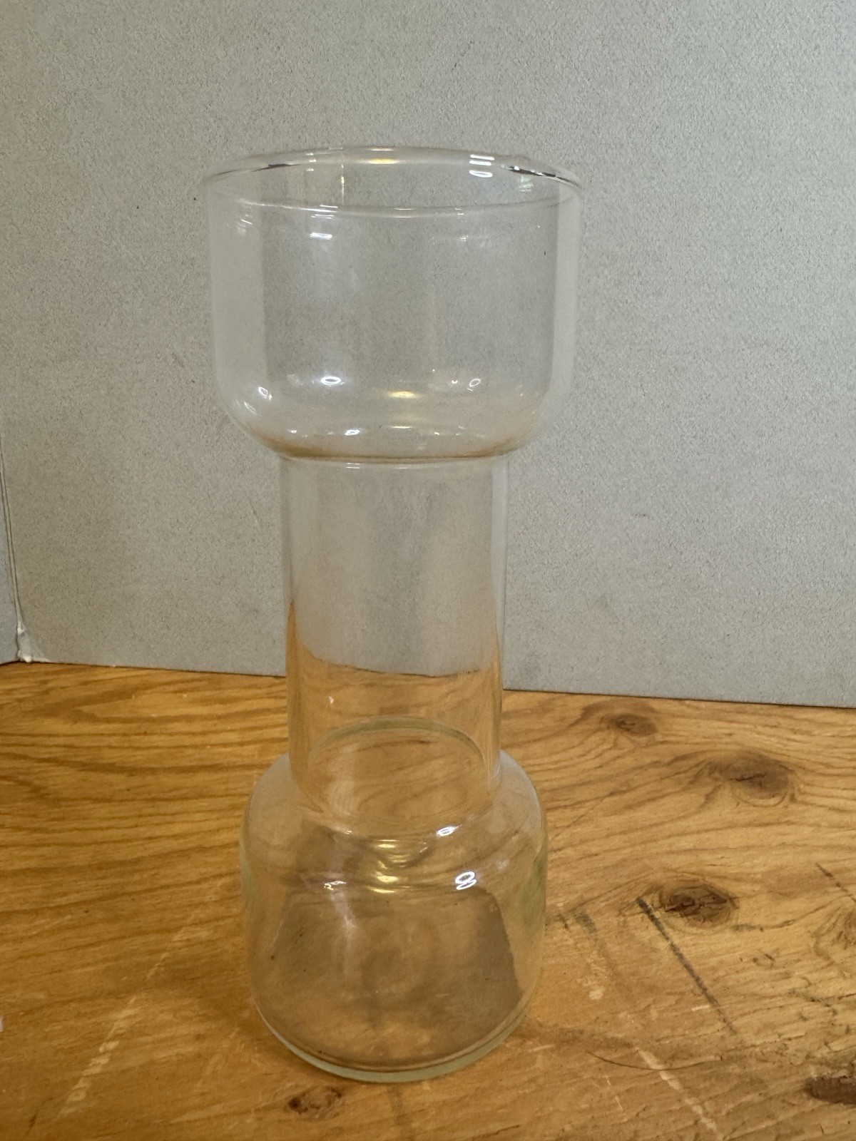 Vintage 1980s Clear Pyrex Glass Corning NY USA 7″ Candle Holder/Vase