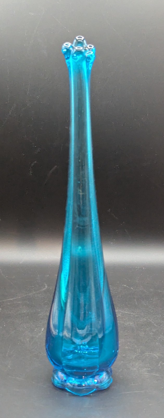 Vintage LE Smith Simplicity Swung Art Vase Peacock Blue MCM Pedestal 13″ SEE PIC