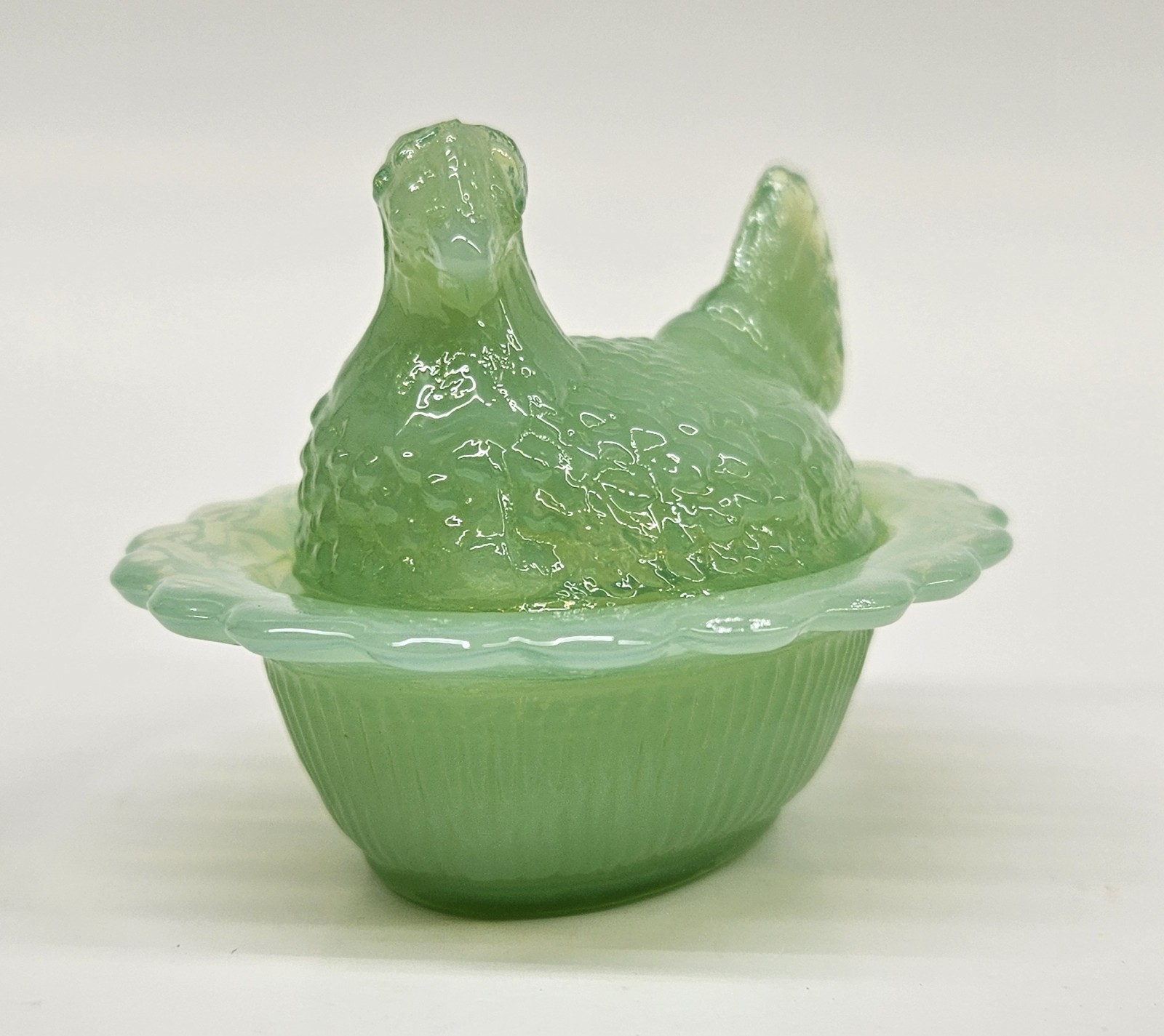 Mosser Miniature Mini Jadeite Jade Green Hen On Nest Chicken Salt