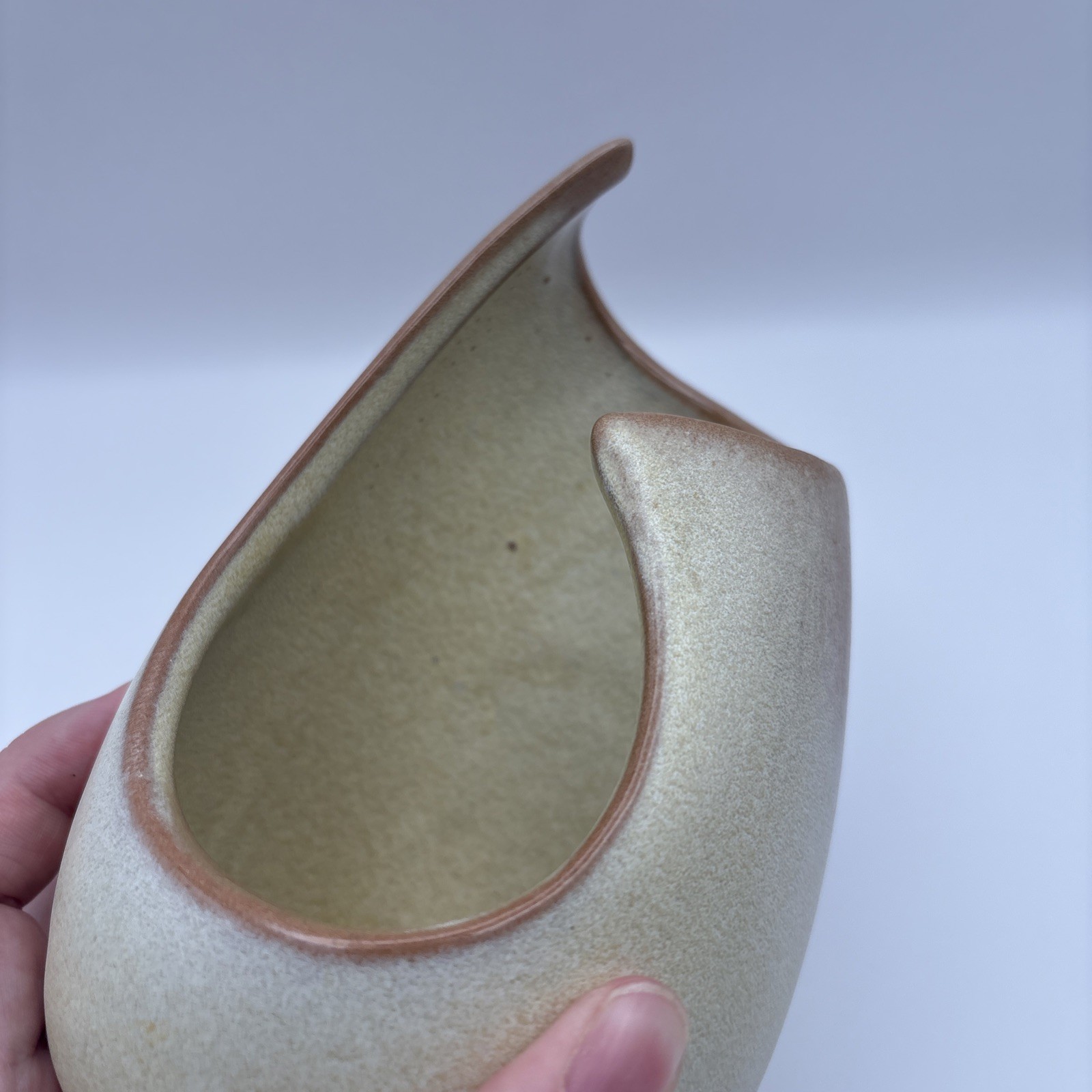 Vintage 1964 Frankoma Pottery 302 Freeform Candle Vase 6” Desert Gold 13oz
