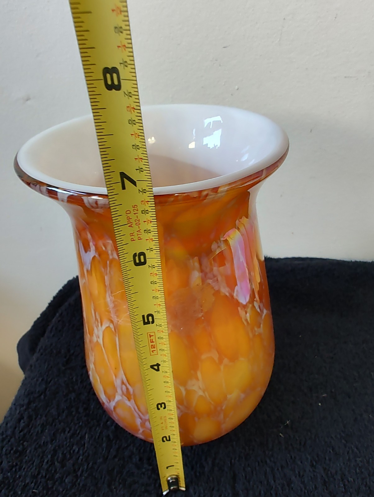 Murano style brown vase with white encased inside