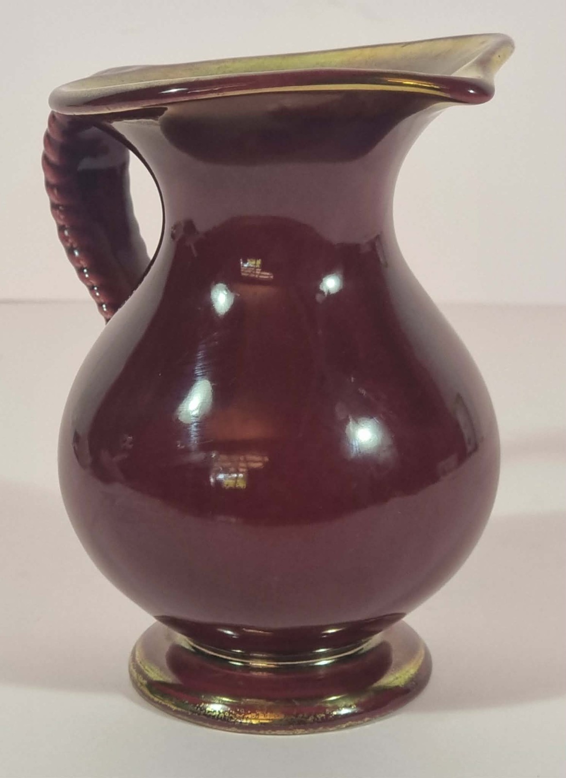 Bay Keramik West Germany Burgundy Gold MCM Ceramic Jug 13cm