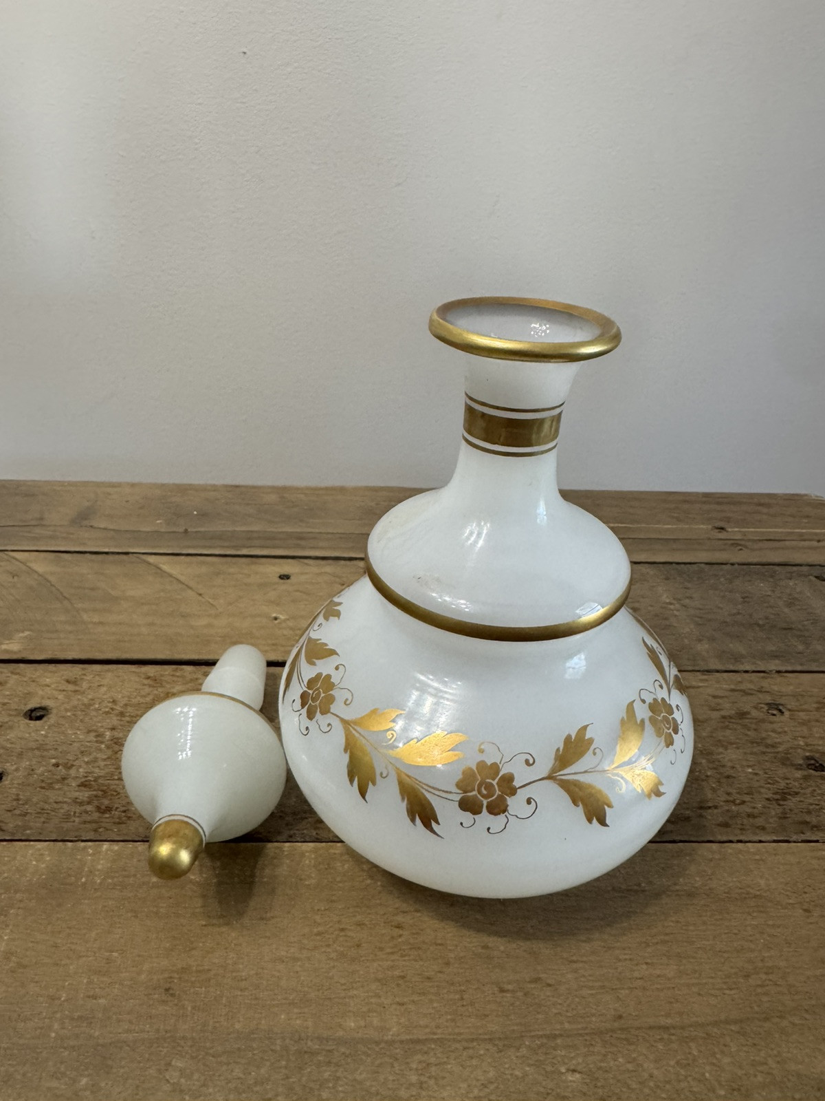 Irice West Germany Art Glass Dresser Cologne Bottle Gilding Raised Enamel
