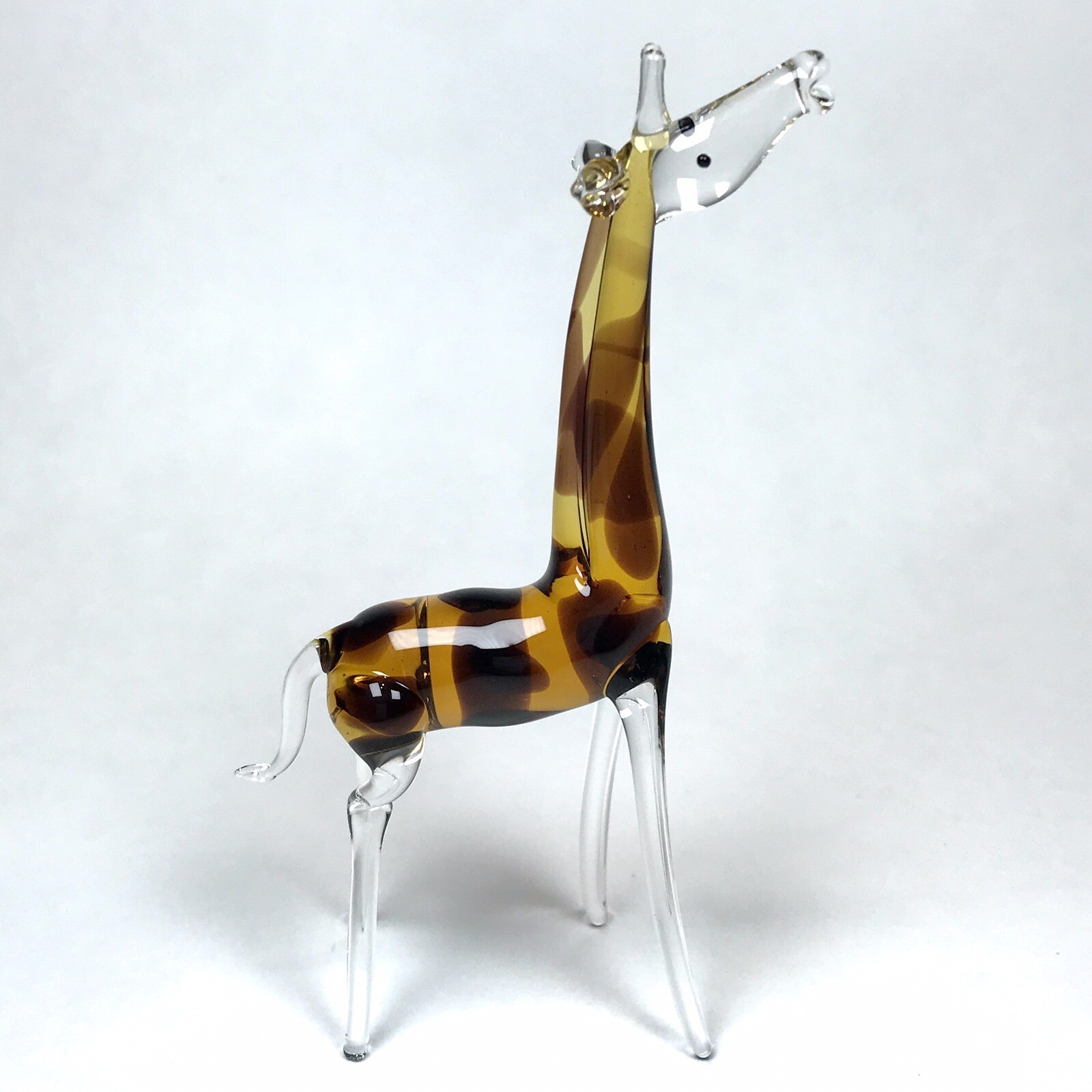 Blown Art Glass Giraffe Figurine Safari Zoo Animal Handmade Collectible 4.5”