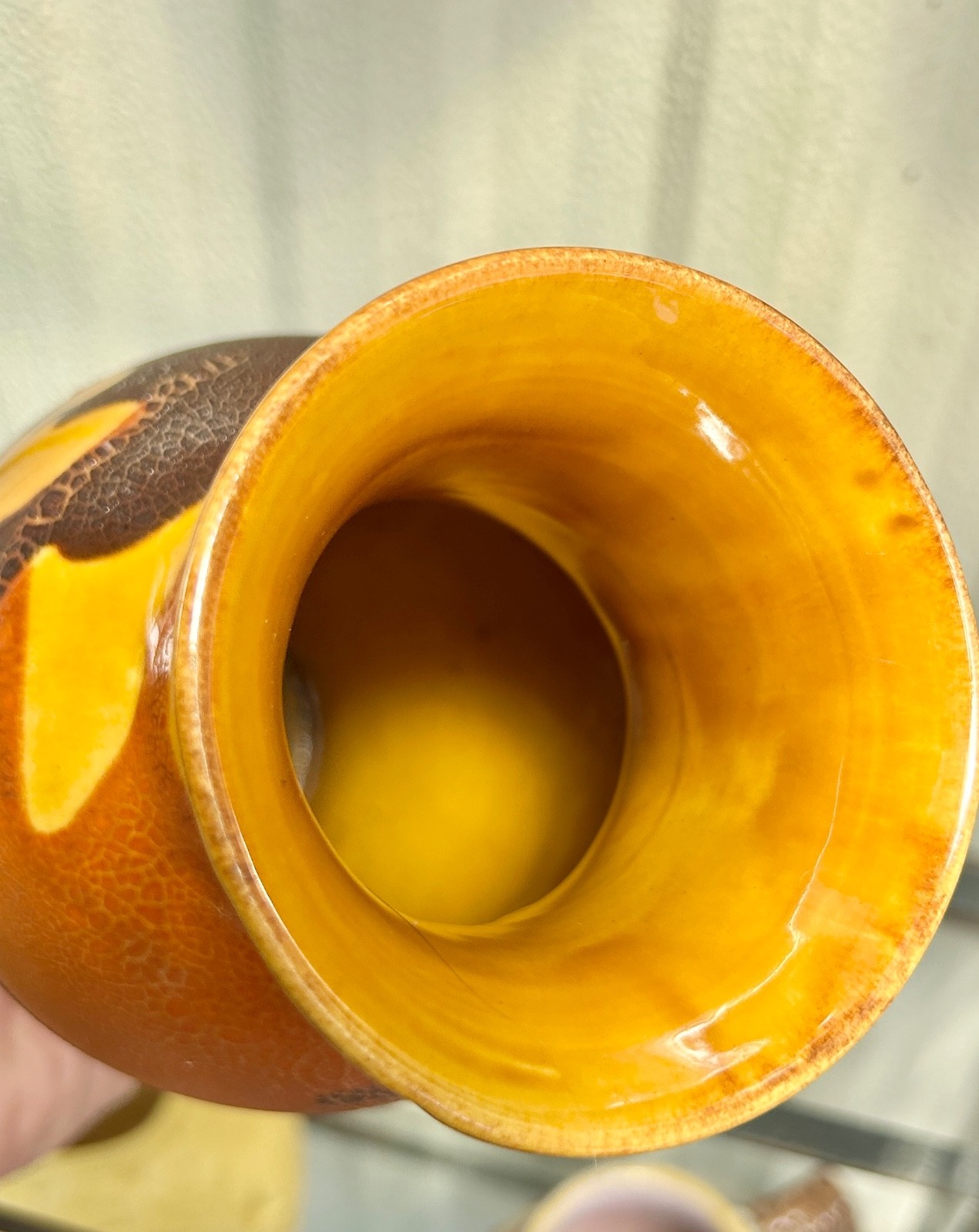 ROYAL HAEGER EARTH WRAP Vase Lava Crackle Brown Tan Rust 10”