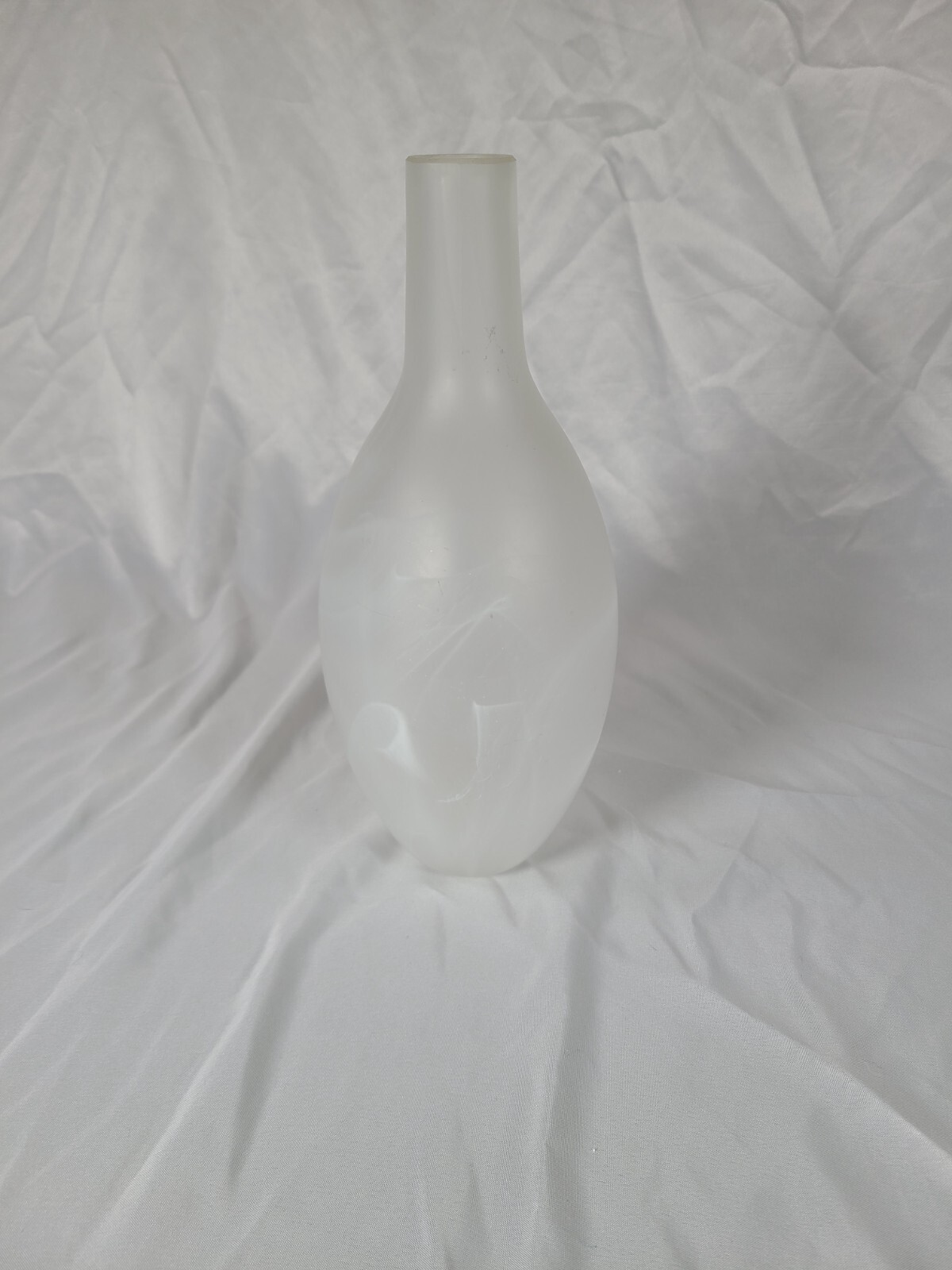 Elegant 11-inch tall frosted glass vase, made in Italy