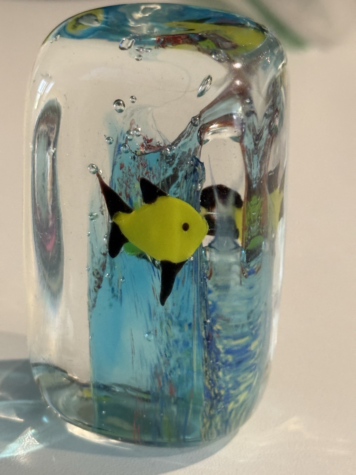 3” Underwater art glass paperweight