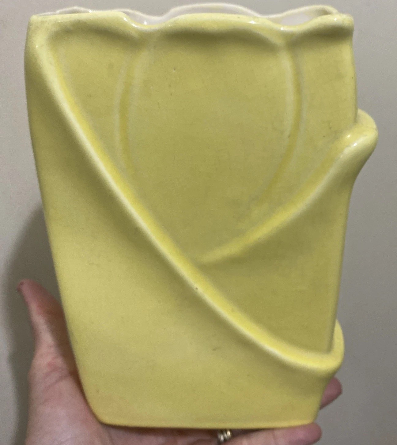 Yellow Case 50s Mcm VTG Porcelain Pottery 7.5×5.25×2.5″ Signed Jim Damon