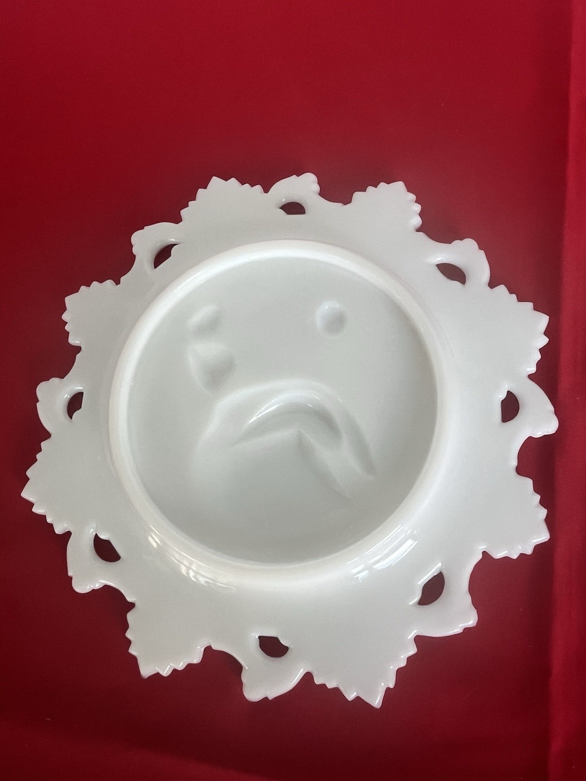 White Milk Glass Plate- Cupid & Victorian Lady – Valentines Cherub Cupid & Bow