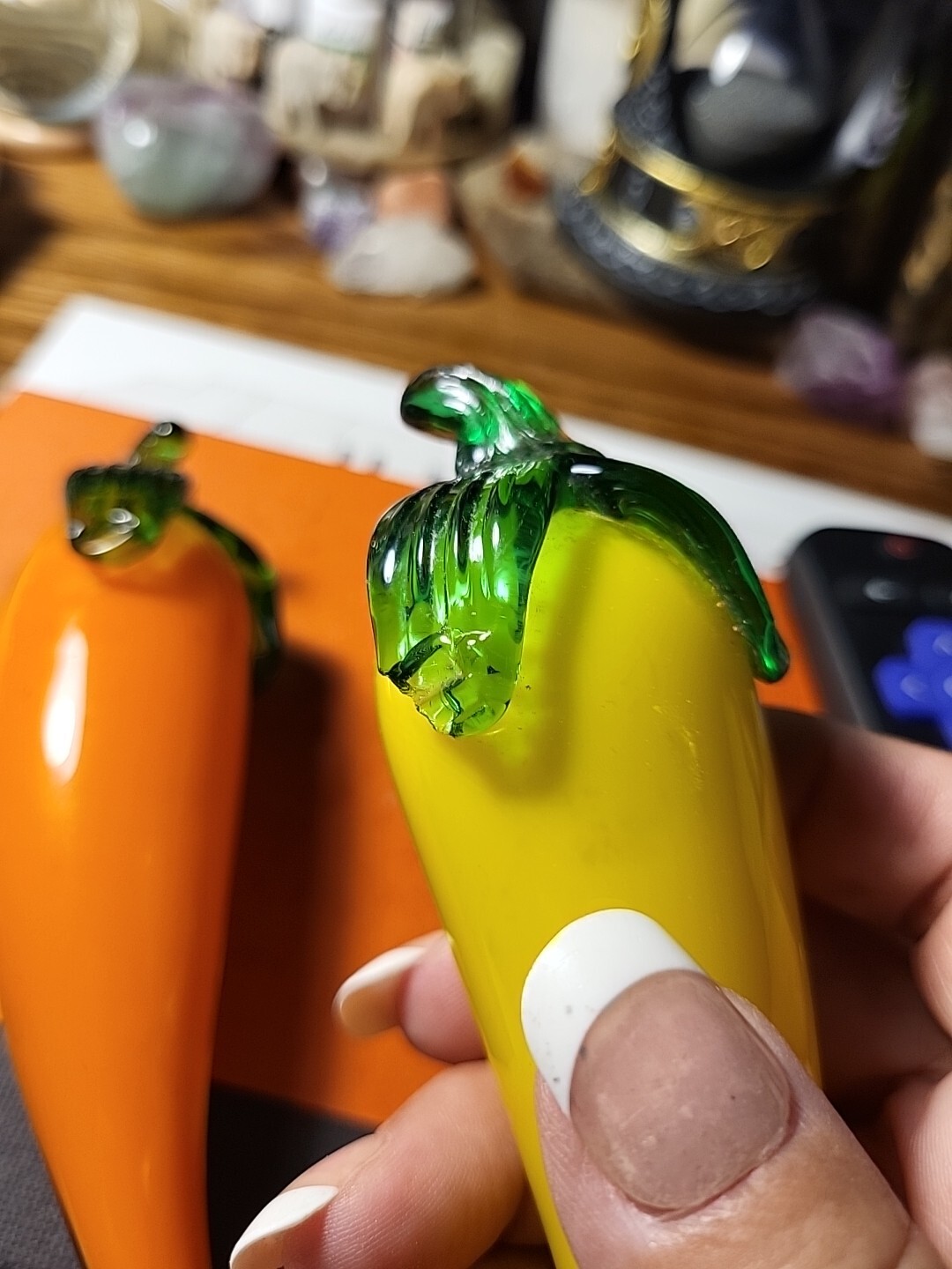 Glass Hot Peppers Orange And Yellow Hand Blown Unmarked A Must Have