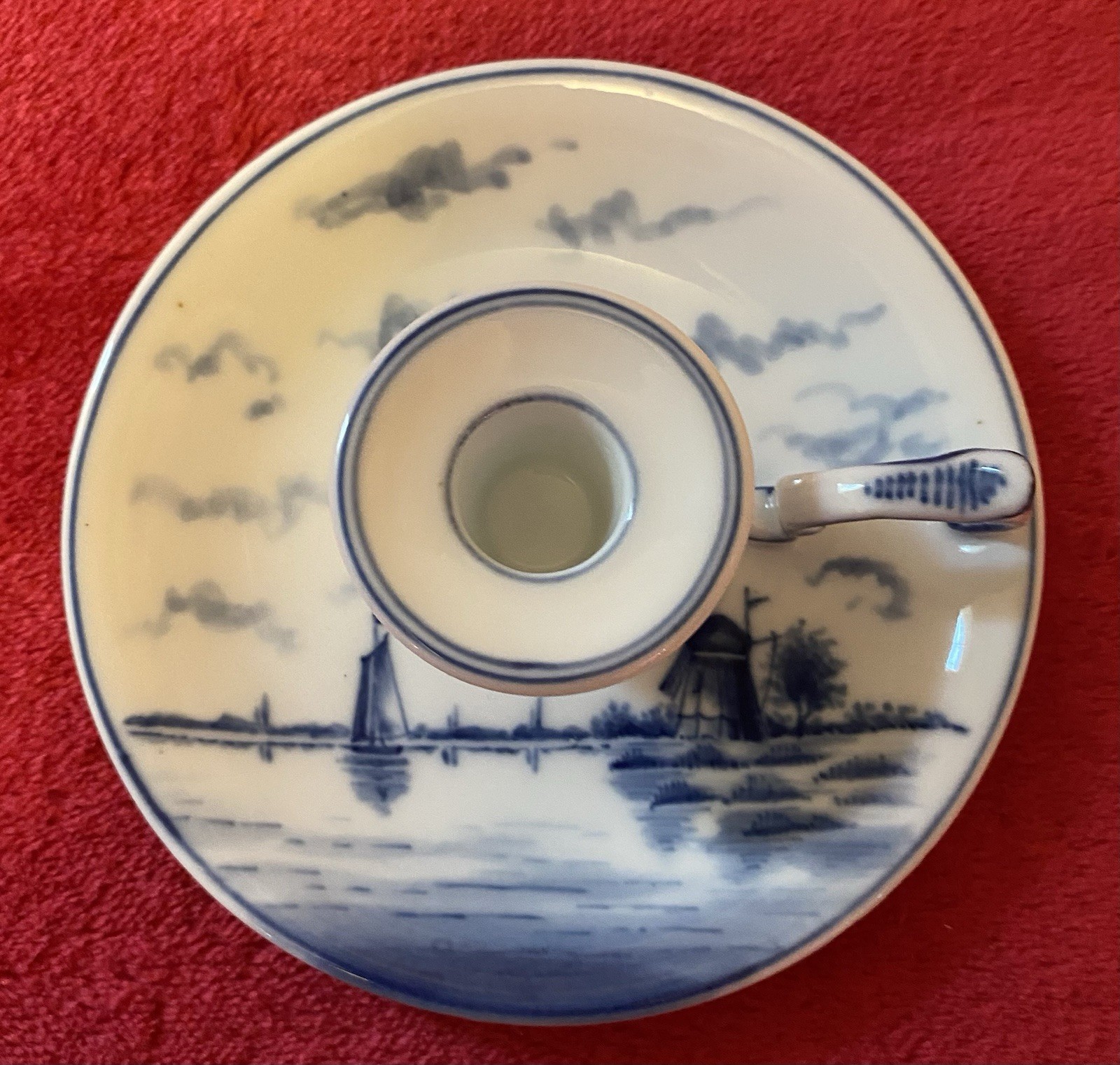 VTG Delft Blue Windmill Candle Holder Made In Germany