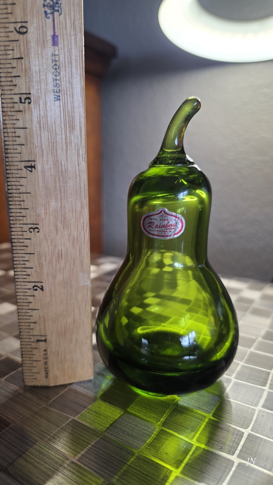 Rainbow Viking Glass Pear Green Great Condition With Sticker!