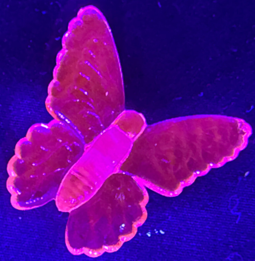 Green Vaseline glass butterfly insect monarch glow moth animal uranium selenium
