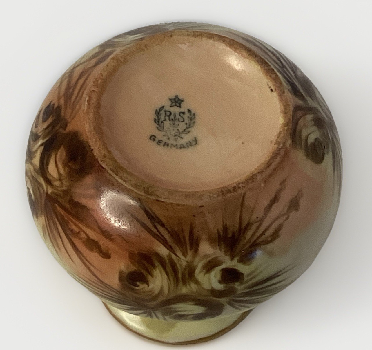 RS Germany Art Nouveau Small Hand-Painted Vase Florals Yellow Green Blue Orange