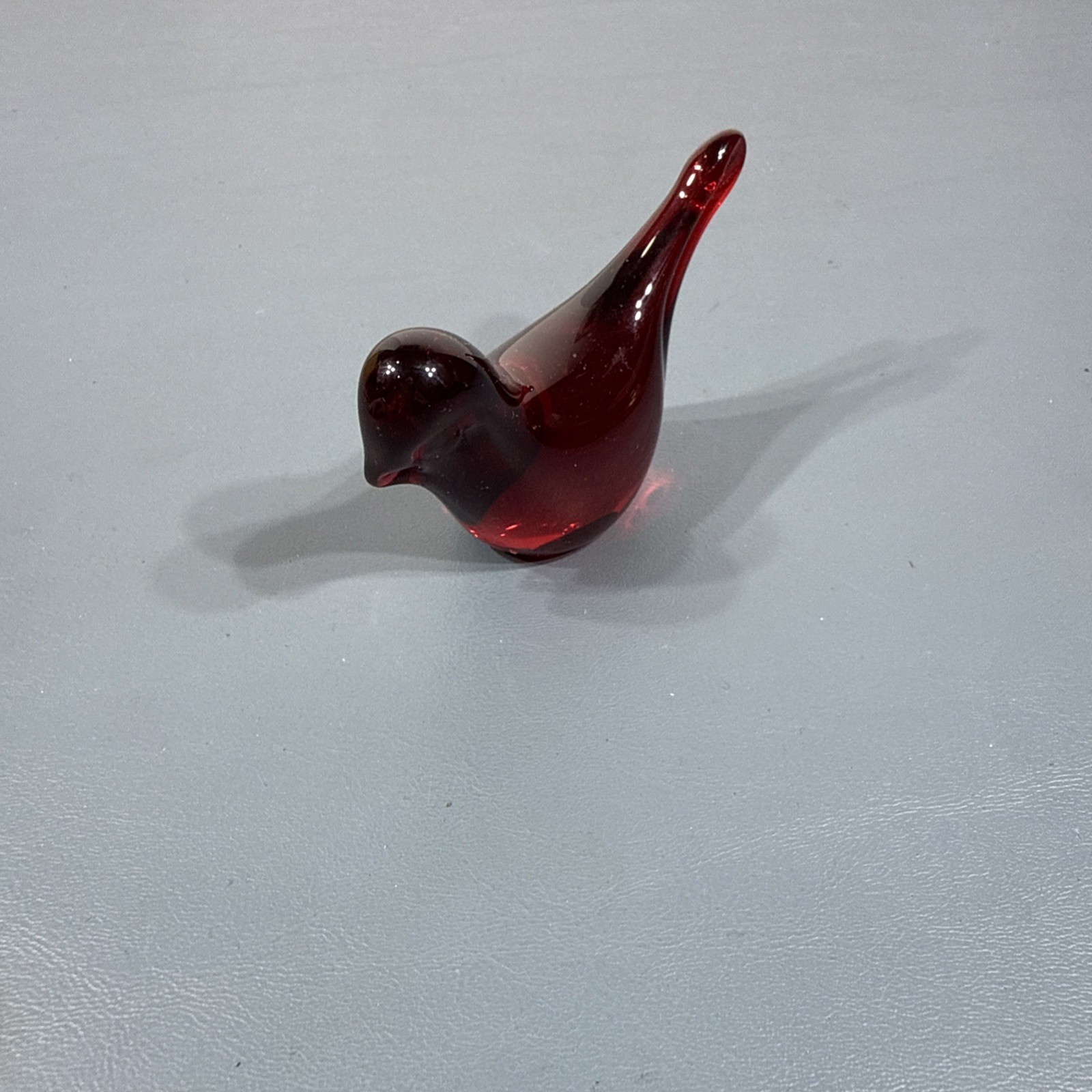 Vtg Ruby Red Art Glass Bird Figurine