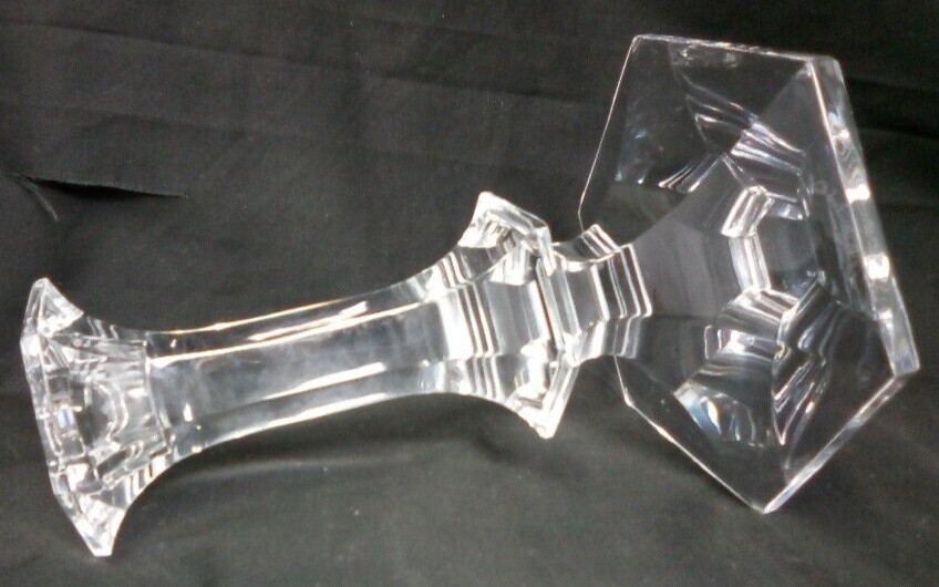 Val St Lambert Signed Crystal Elysée Pattern Clear 6 1/2″ Candlesticks 4 avail.