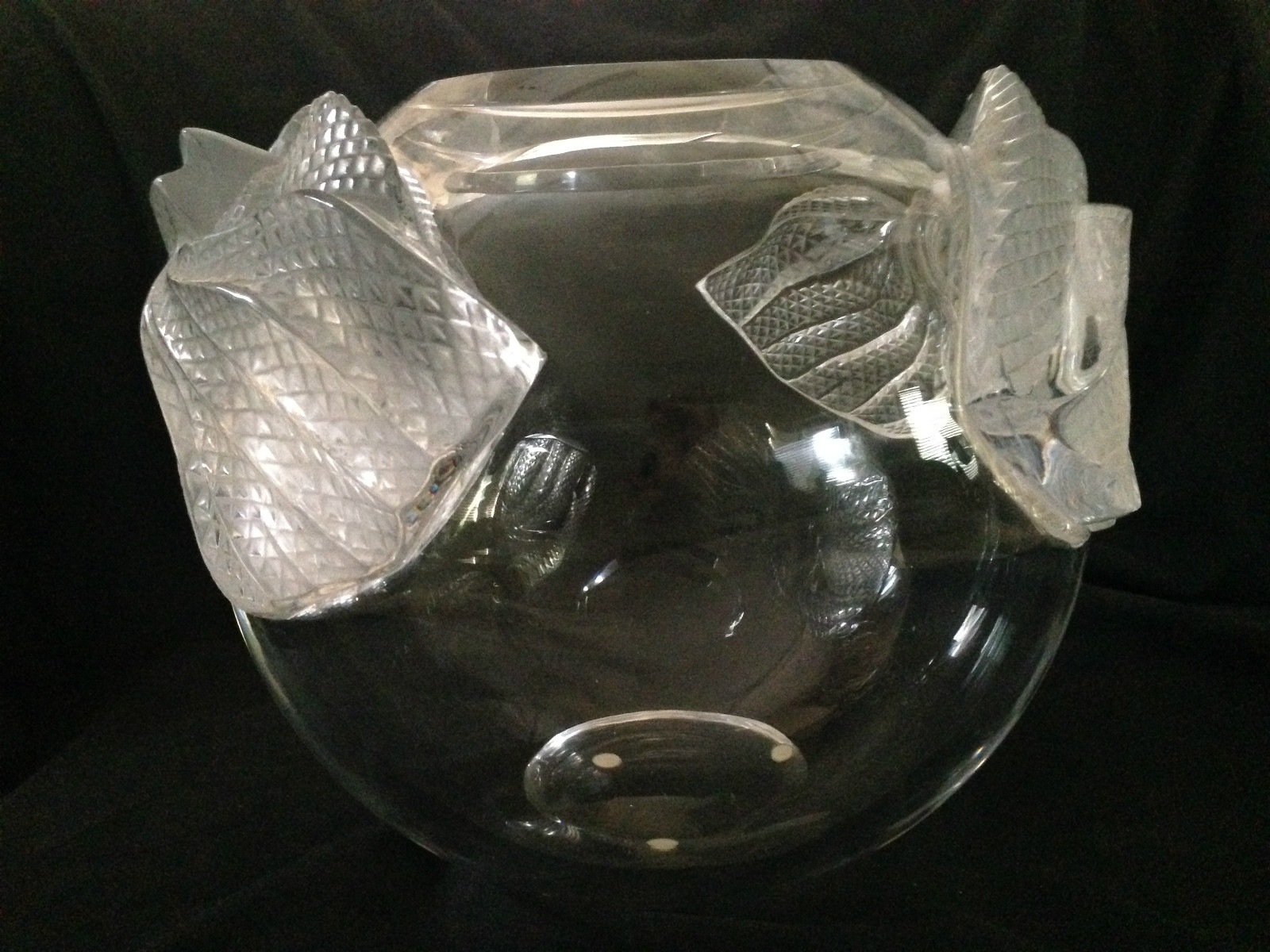 LALIQUE SUPER RARE LARGE ERIMAKI CLEAR & FROSTED LIZARD VASE SIGNED