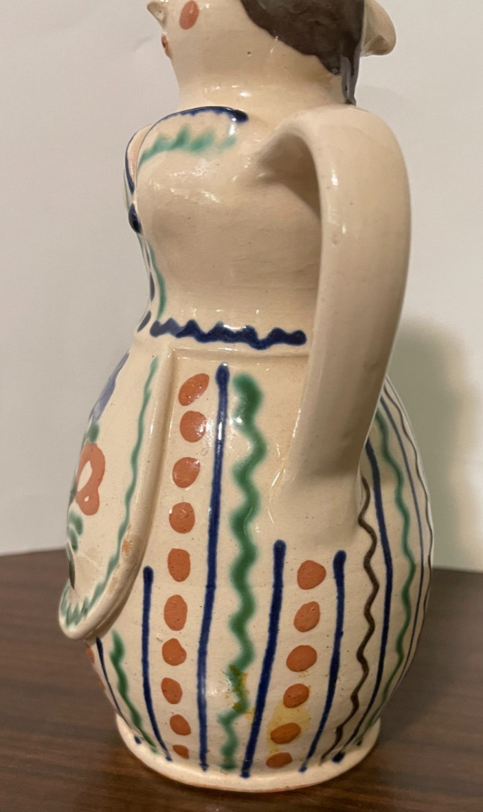 Folk Art Figurative Pottery Double Sided Lady Vase 8″ Tall Studio Pottery Signed