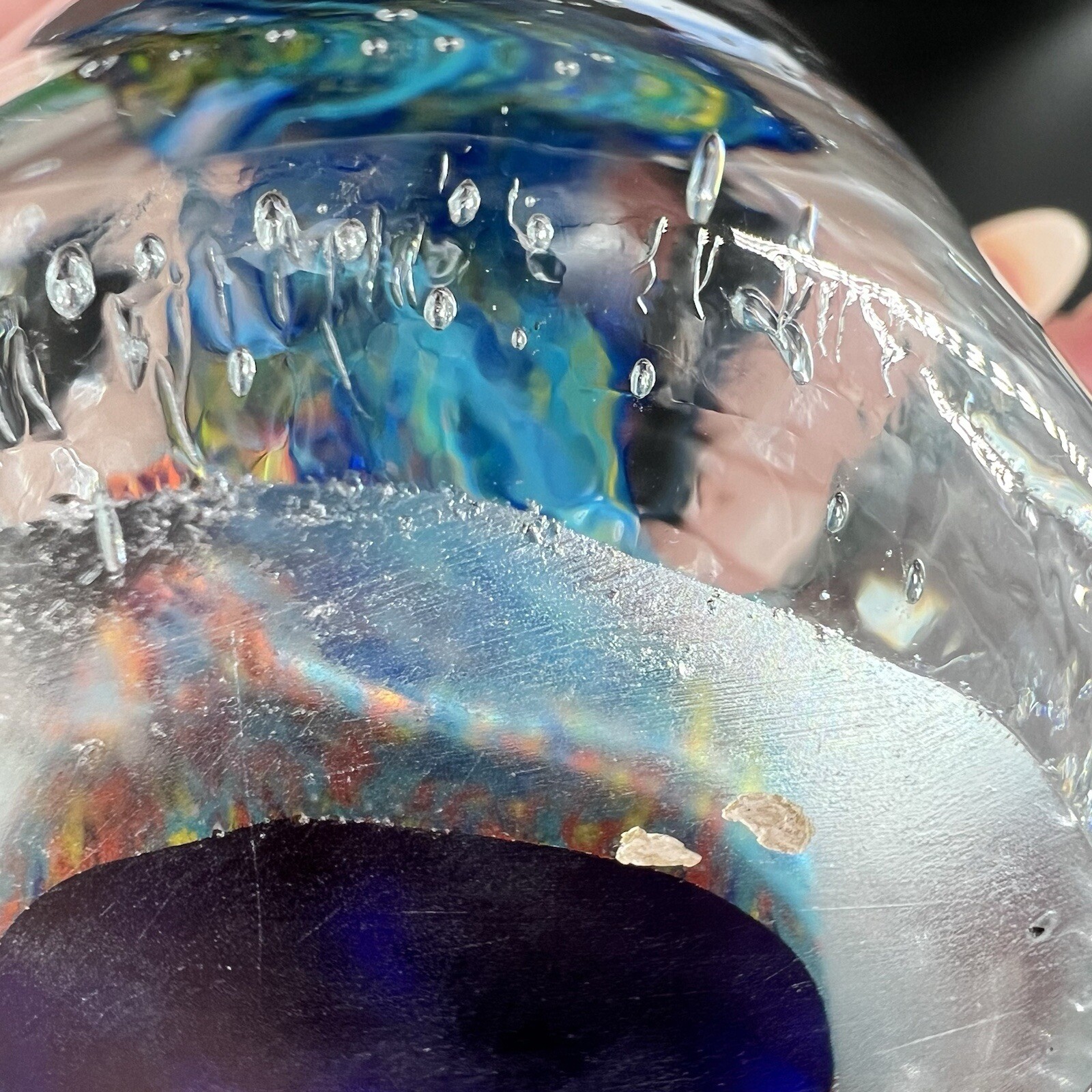 Art Glass Aquatic Paperweight Fish Aquarium Controlled Bubbles Cylinder Shape