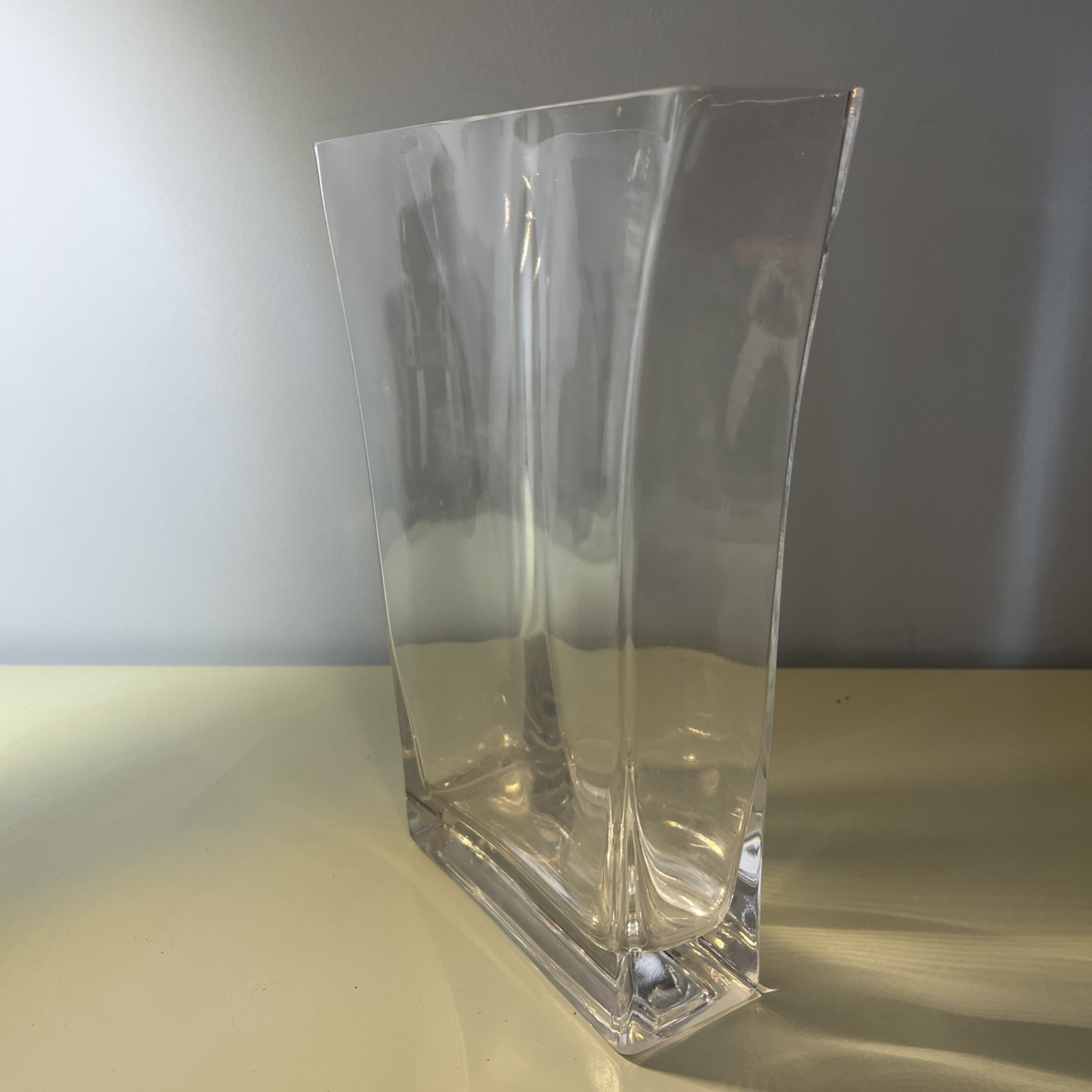 Clear Thick Glass Rectangle Flared Vase Home Decor Table Shelf Accent 9.8” X 7”