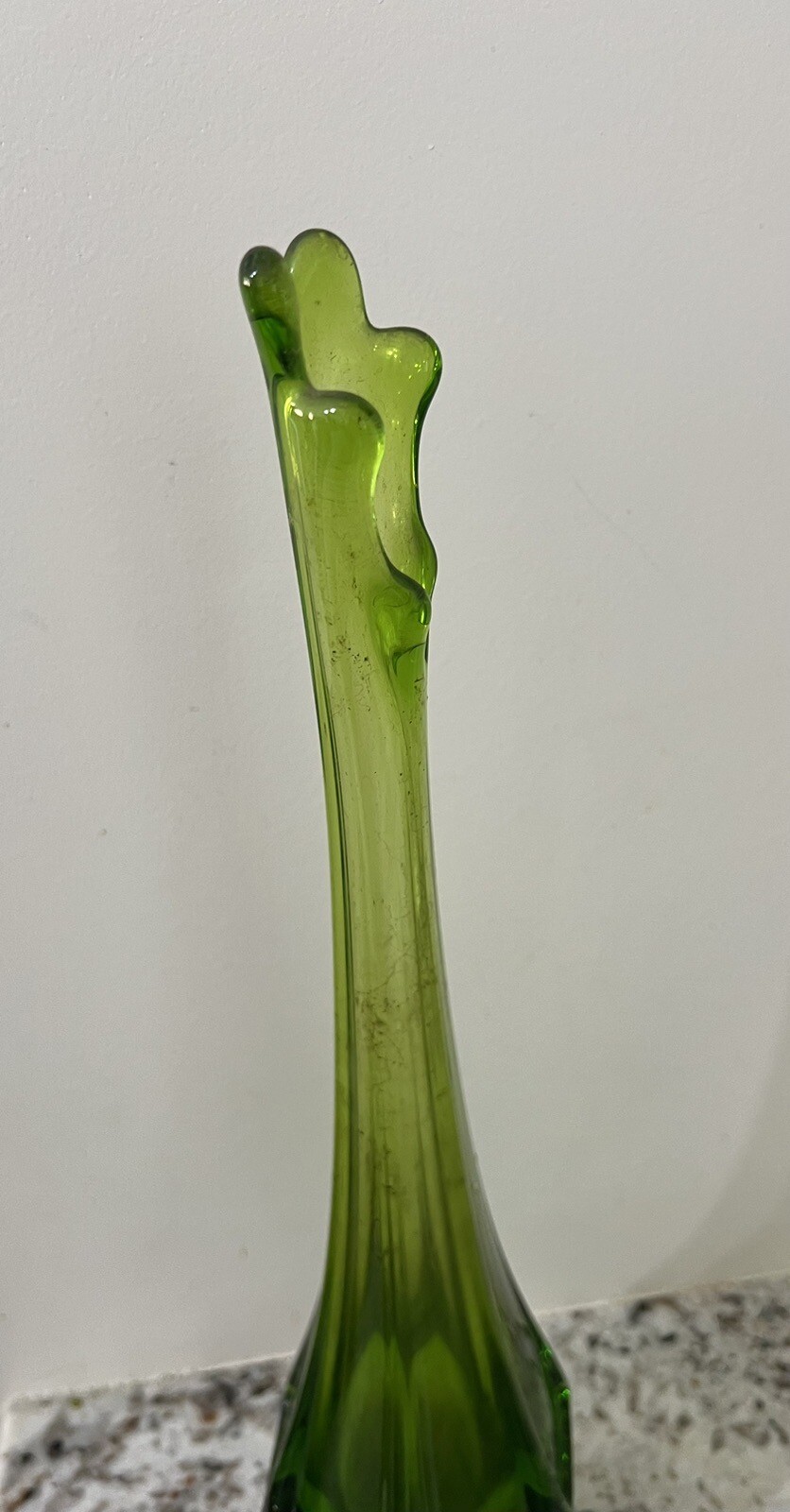 Vintage Viking 13” Avocado Green Epic 6 Panel Swung Vase