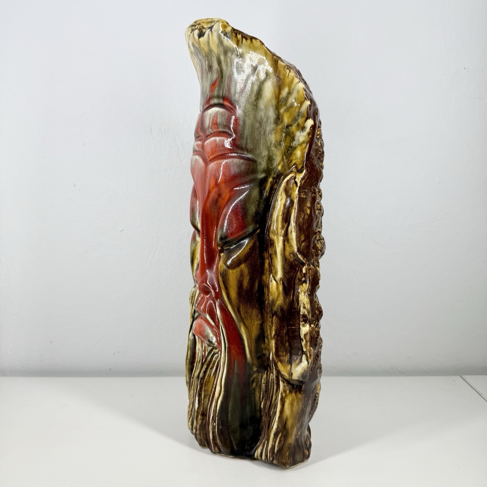 MARCIA of CALIFORNIA Ceramic TIKI STATUE/Figurine VTG 15in 60/70s Drip Glaze