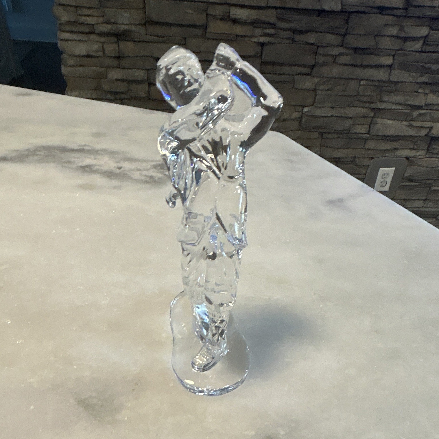 Waterford Clear Crystal Golfer Figurine Golf Theme Full Swing 7”