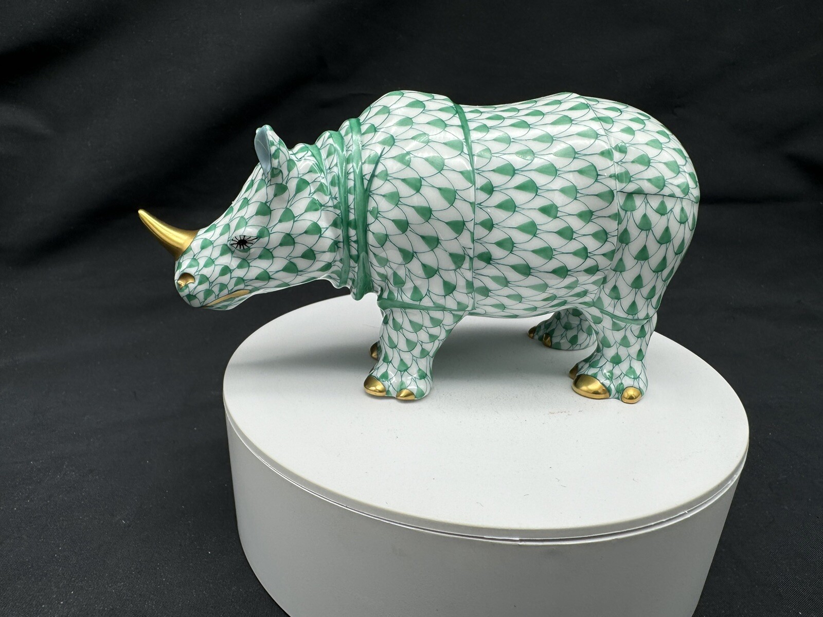 Herend Rhino Green Fishnet #15333