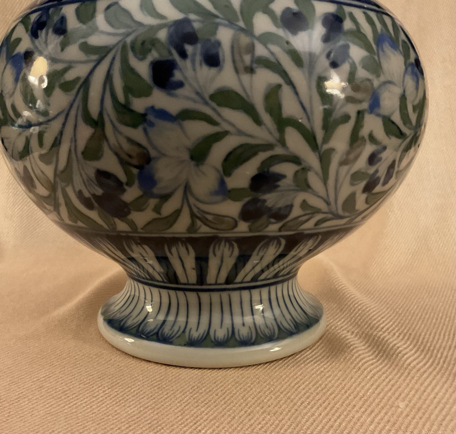 Antique Iznik-style Glazed Vase With Floral Motifs, 12 in