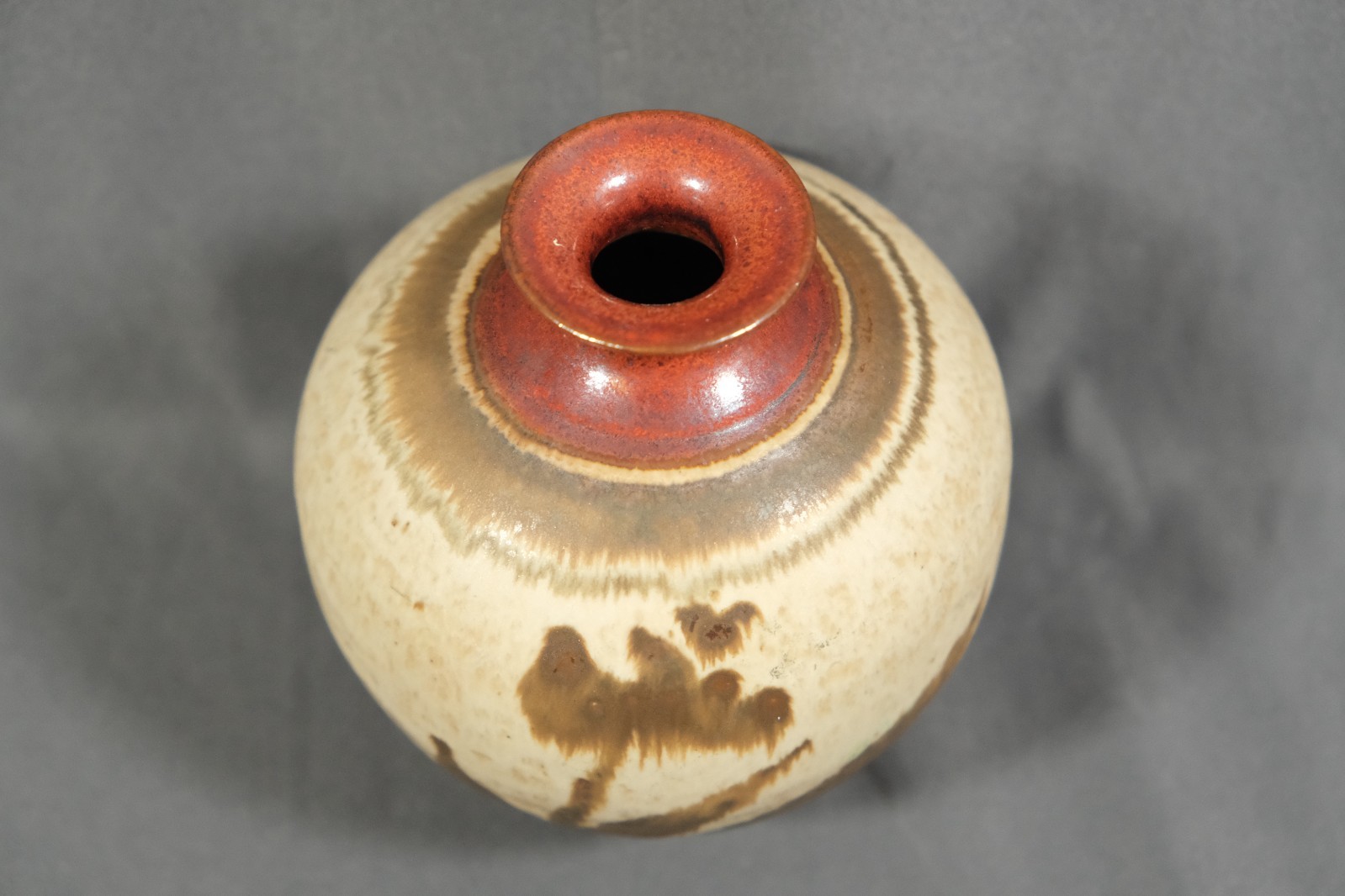 Cecily Fortescue CF Art Pottery Original Decorated Weed Pot Vase 4 1/4″ Signed