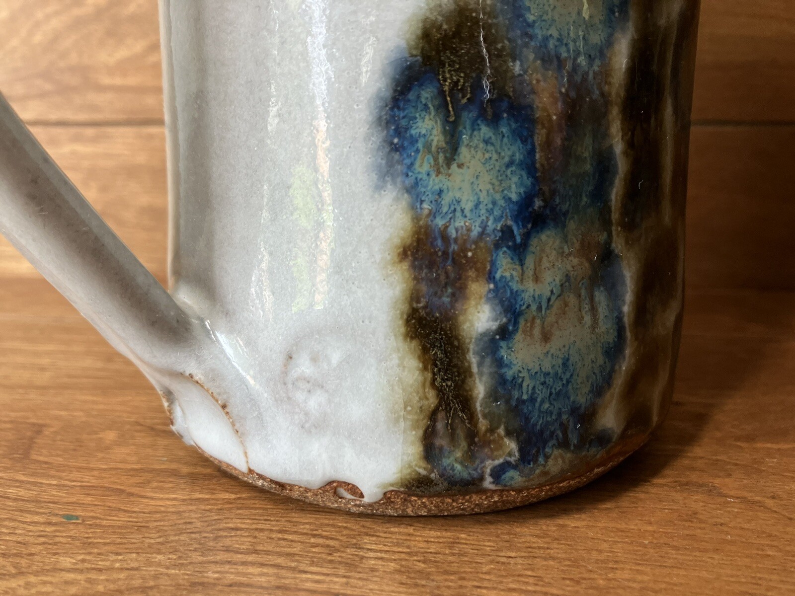 Vintage John Fassbinder studio pottery Pitcher mid century modern art 8 1/4 in