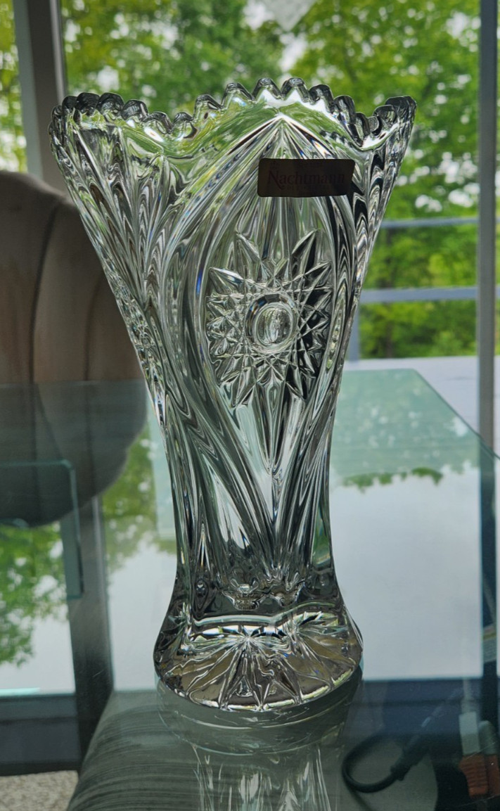 MIB Vintage Nachtmann Bleikristall 24% Lead Crystal Florenz Vase 10″ Germany