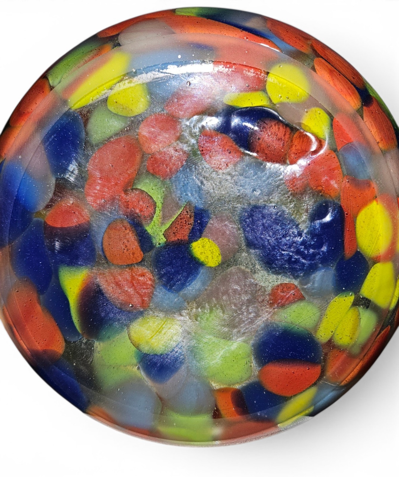 Vintage Art Glass Confetti Vase Multicolor Hand Blown Vase 13″
