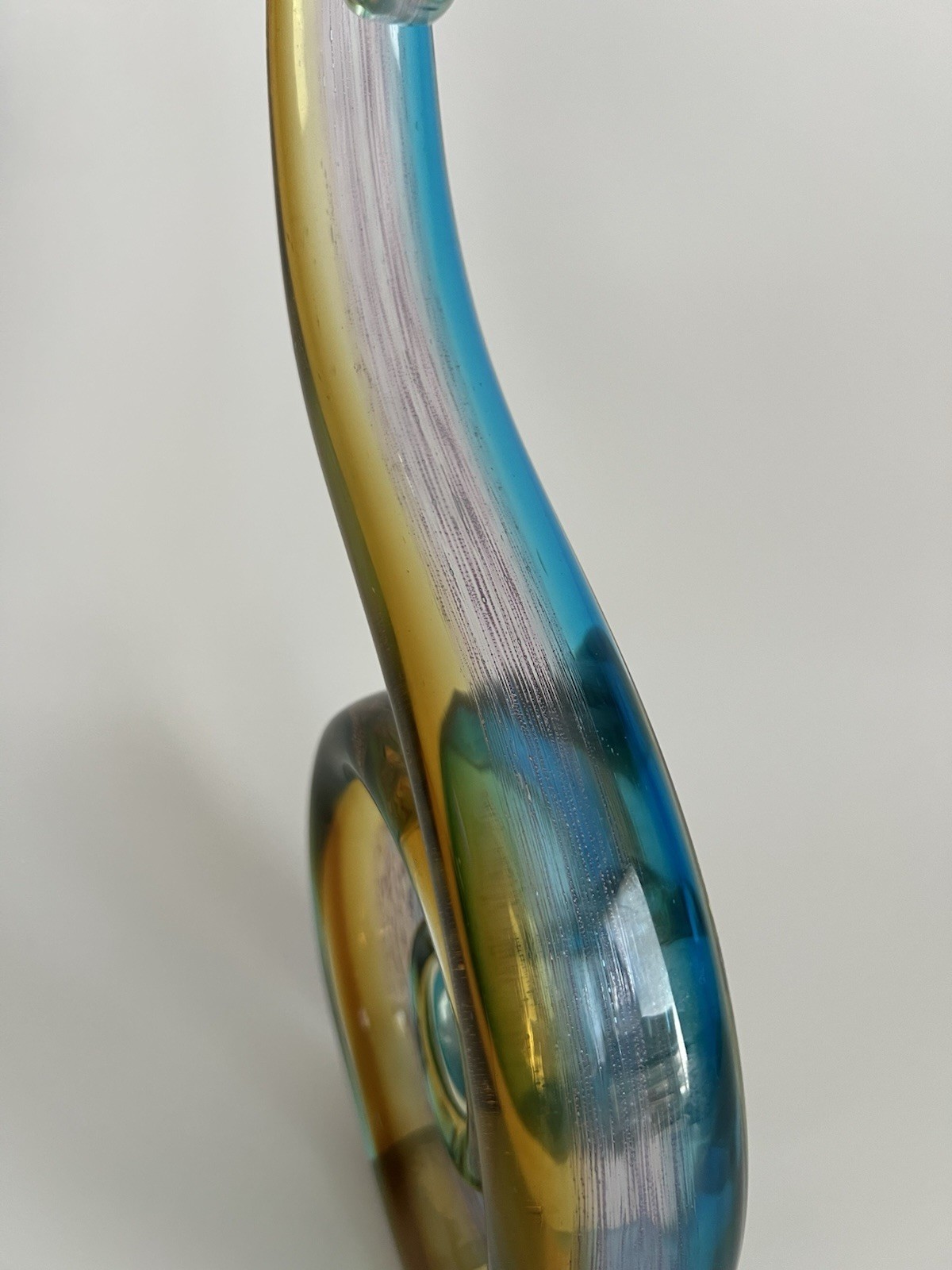 Hand Blown Vintage 12″ Murano Art Glass Fused Sculpture Music Treble Clef Note