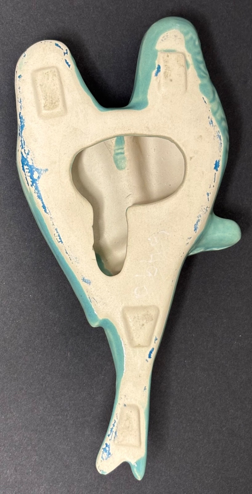 Vintage Green Glazed Ceramic Wall Mounted Parrots 7-3/4”