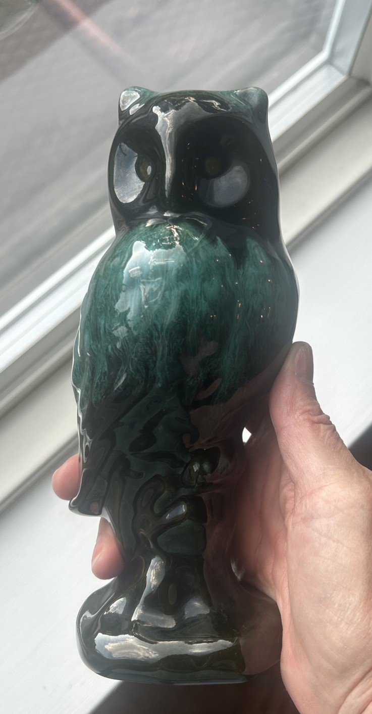Th. MCM Blue Mountain Pottery Canada Owl Figurine 7.5”