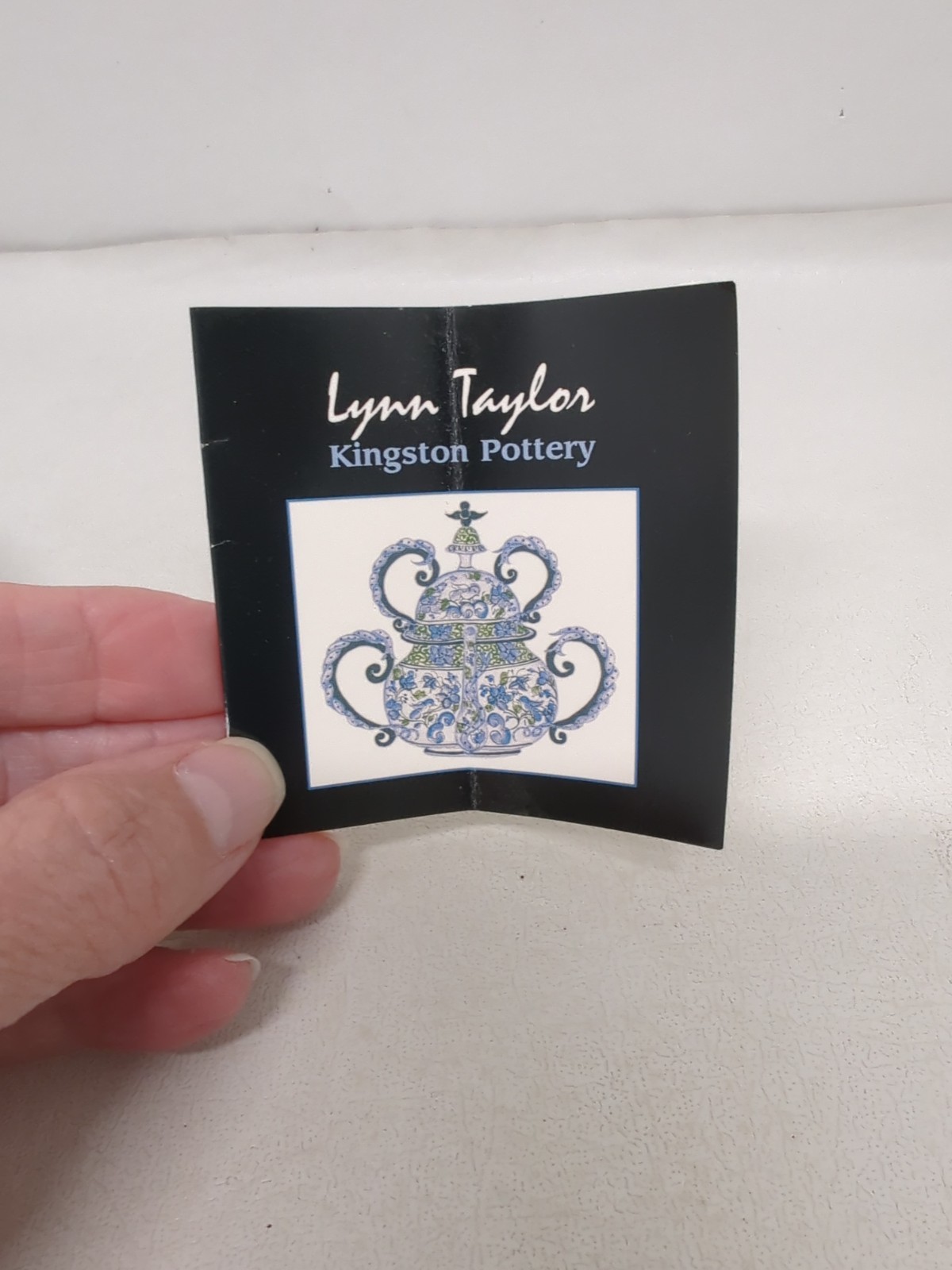 Lynn Taylor Kingston Pottery Hand Painted Ceramic Egg Shape Box Reticulated Lid