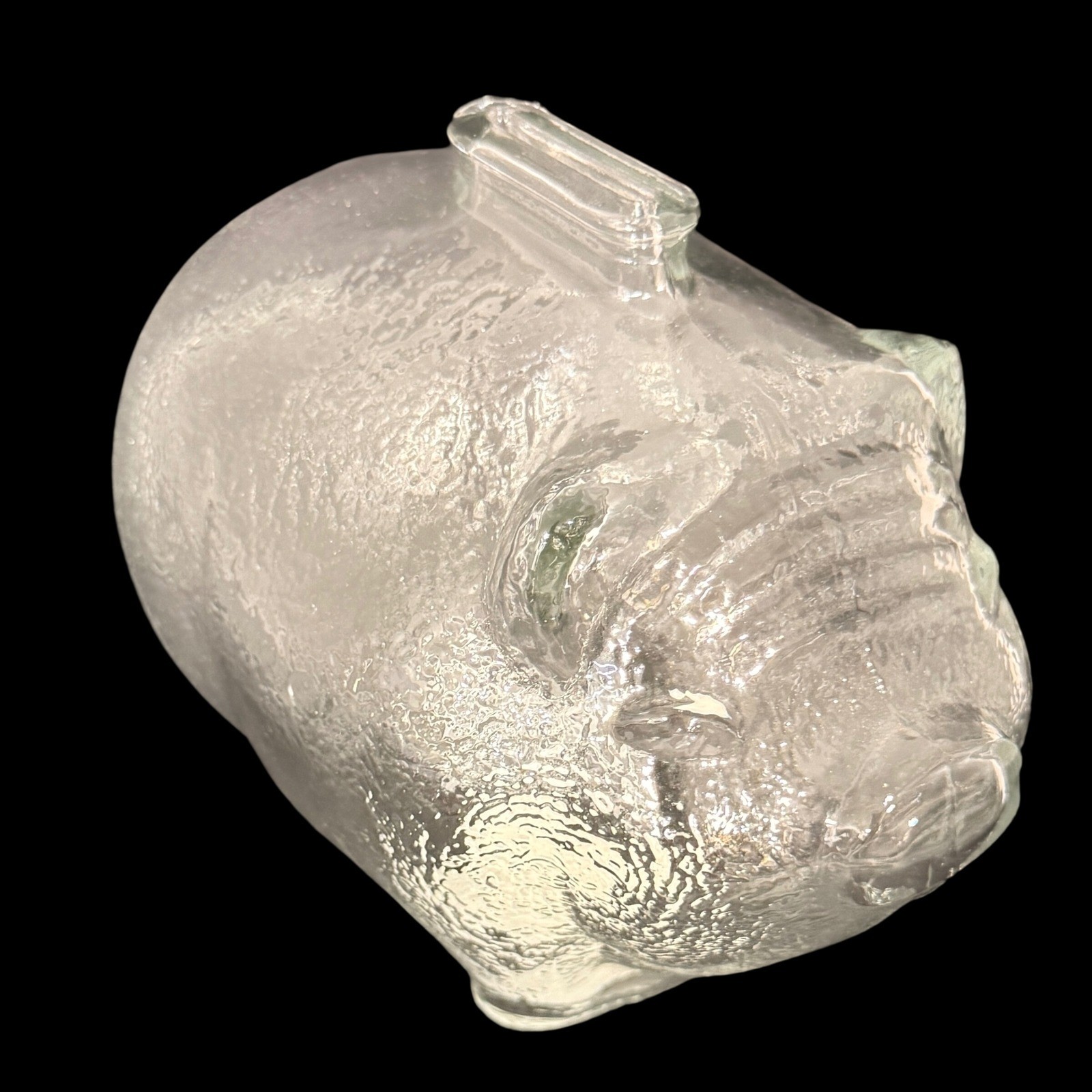 Anchor Hocking Clear Textured Glass Piggy Bank A5068 Made in USA 5 Inch