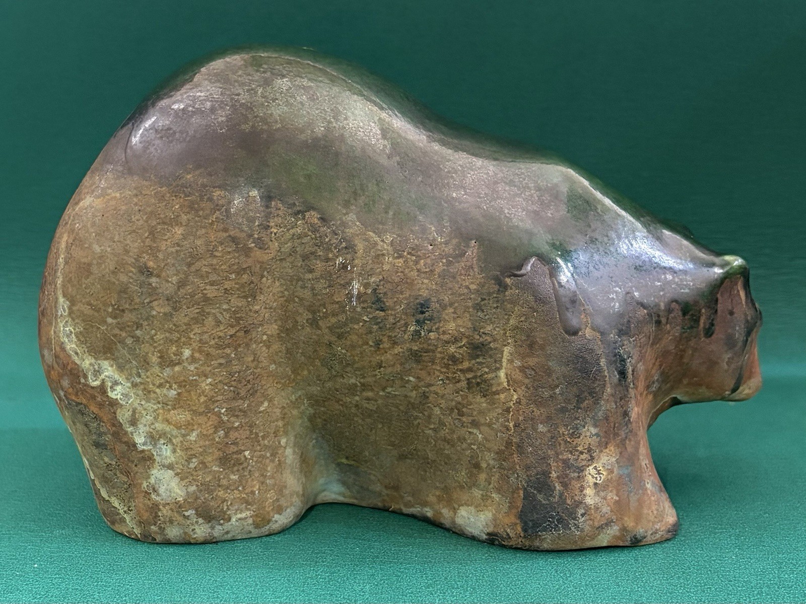 Tony Evans Raku Pottery Bear Figure Statue California Wildlife Earth Bear, 6″ T