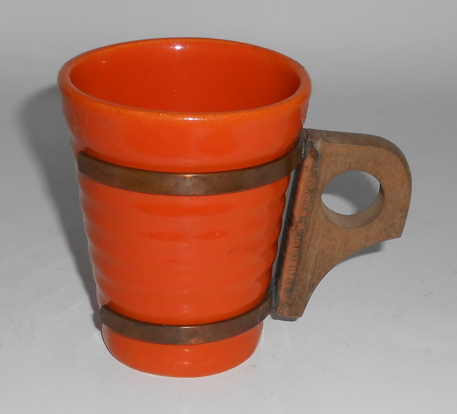 Bauer Pottery Ring Ware 6 Oz Orange Tumbler w/Handle