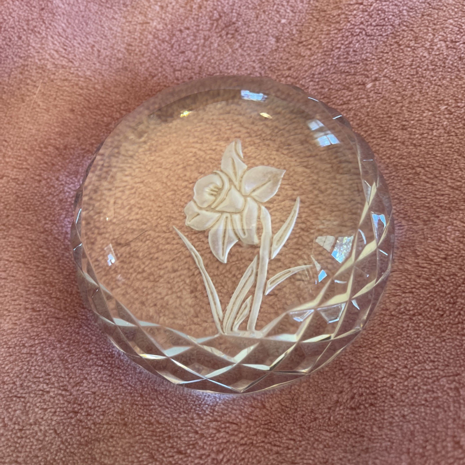 Vtg Waterford Crystal Daffodil paperweight Made in Ireland Estate Find Dome