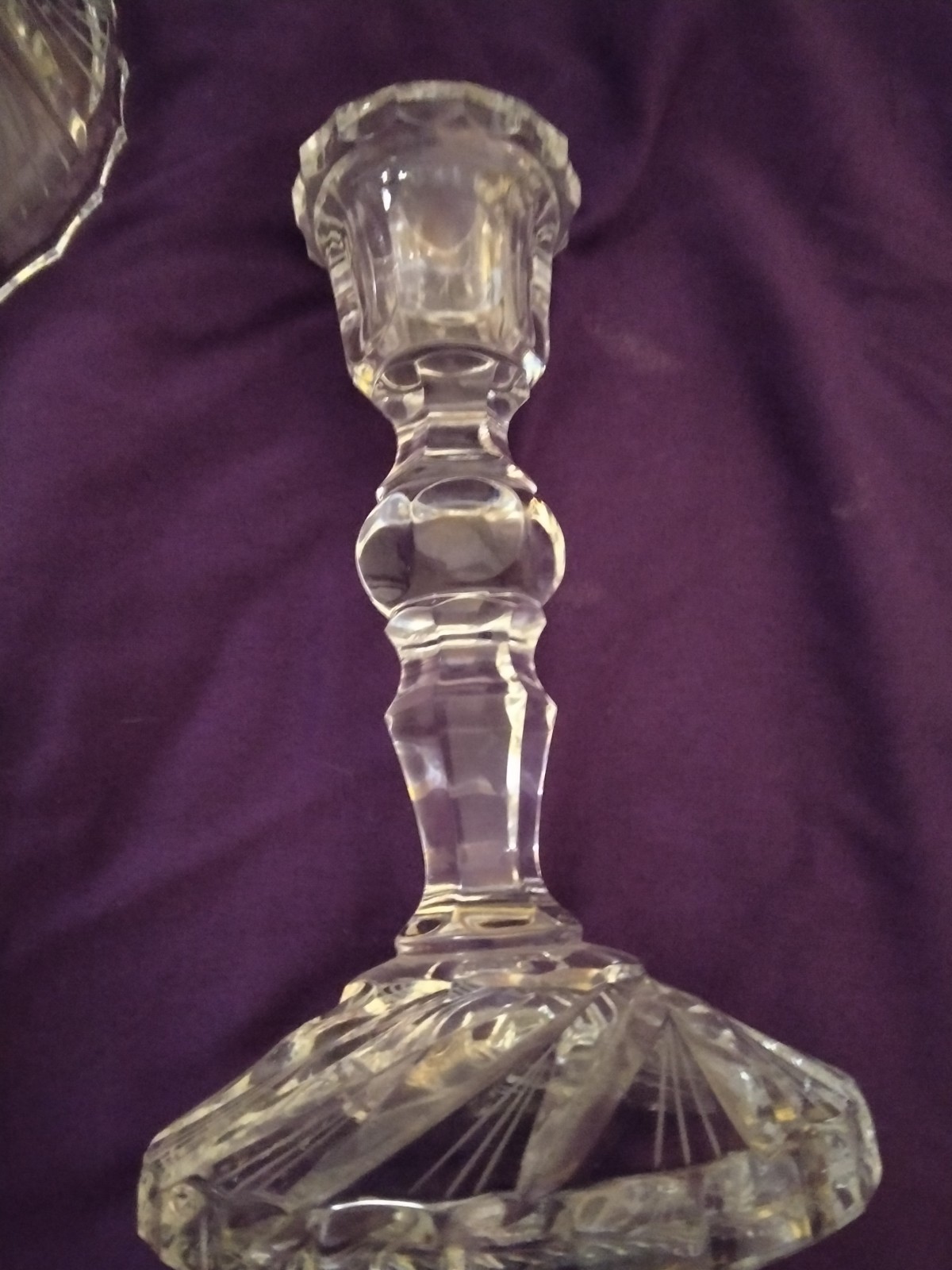 Set of Three Heisey Glass Candlesticks “Old Sandwich” Pattern (10, 8 ,6 inches)