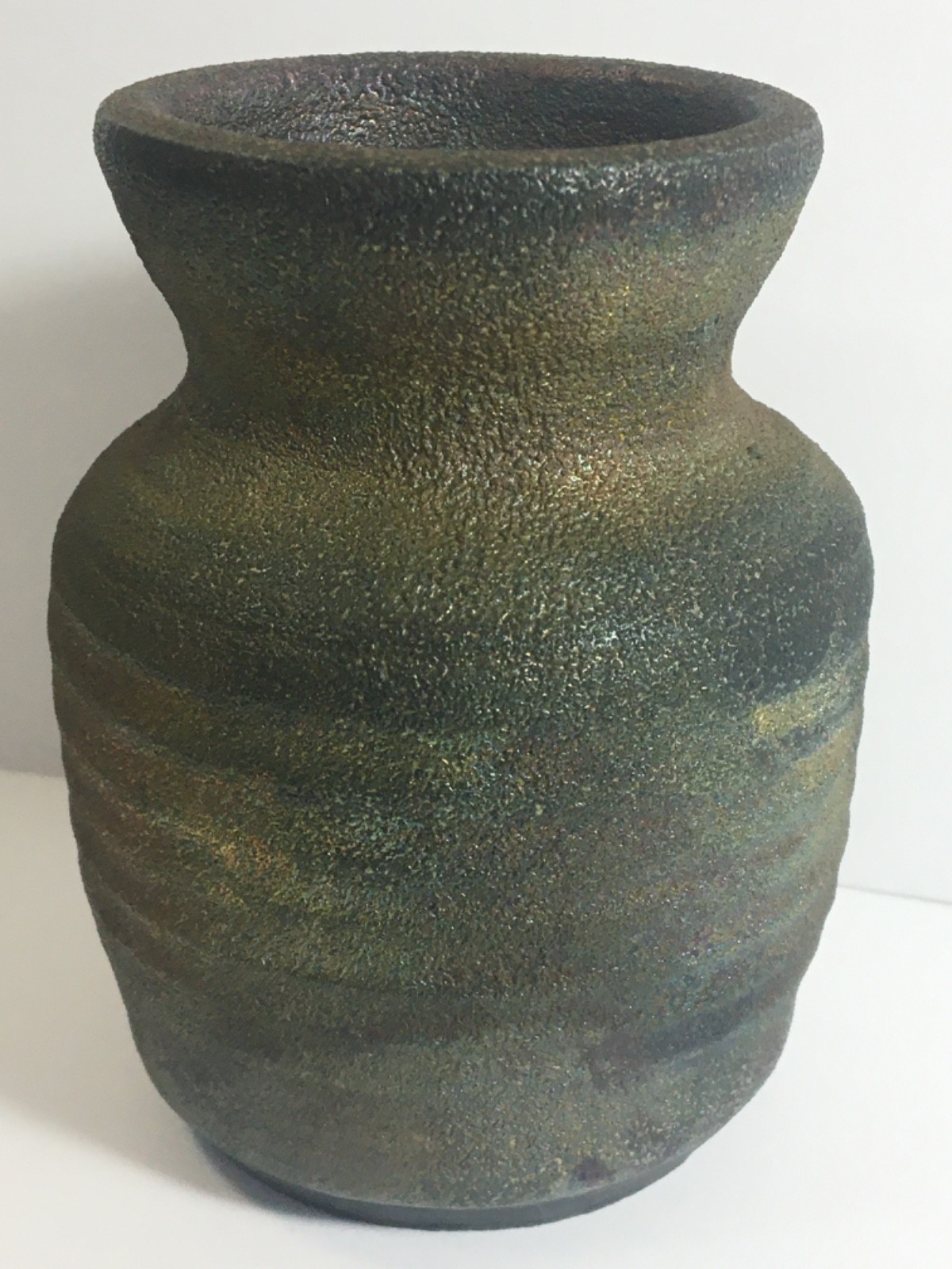 Hand Thrown Raku Pottery Vase Signed Unknown Signature