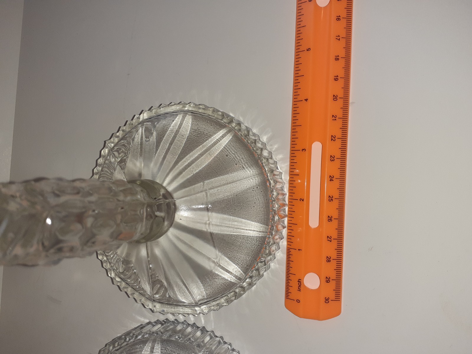 Mid Century Pair Clear Glass twisted Candlesticks