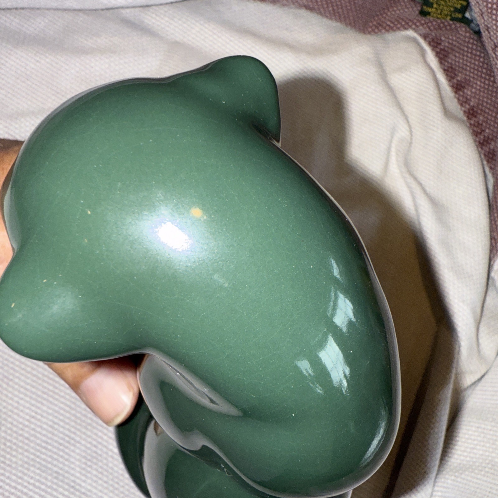 Frankoma Seated DARK GREEN Panther Puma Jaguar Figurine #114 (1934-38) EXCELLENT
