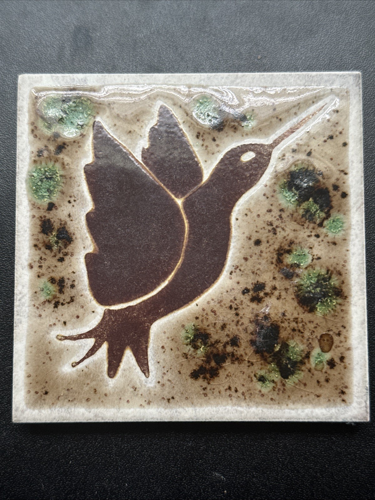 Hummingbird 4×4 Tile Coaster Earth Tones Decor Table Top