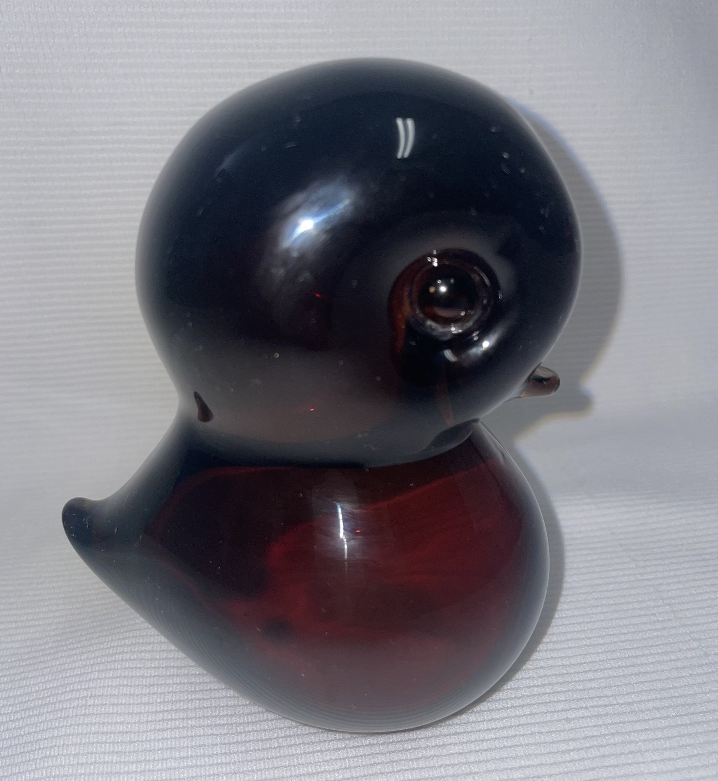 Amber Glass Bird Heavy Paper Weight 4 1/2 In