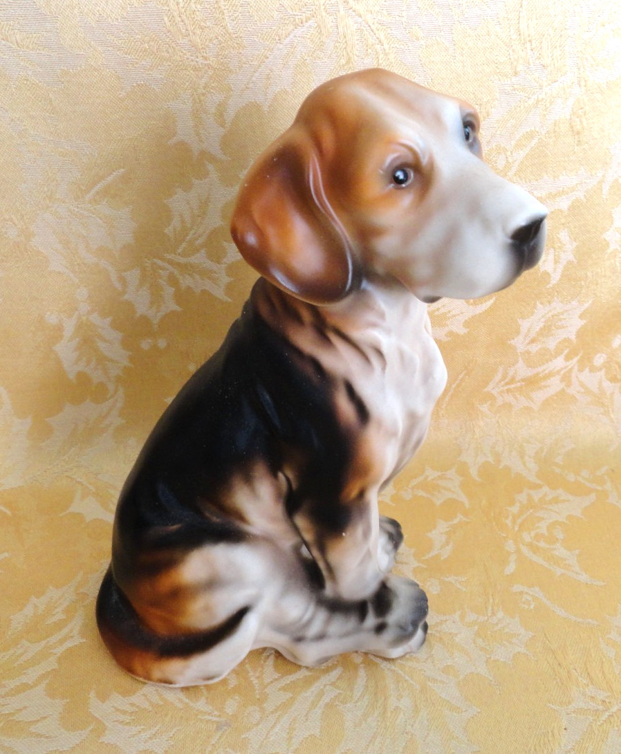 Norleans Hand Painted Ceramic Beagle Puppy Dog Figurine Japan 6 3/4″H 1950’S